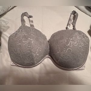 Cacique 44DD gray lace bra